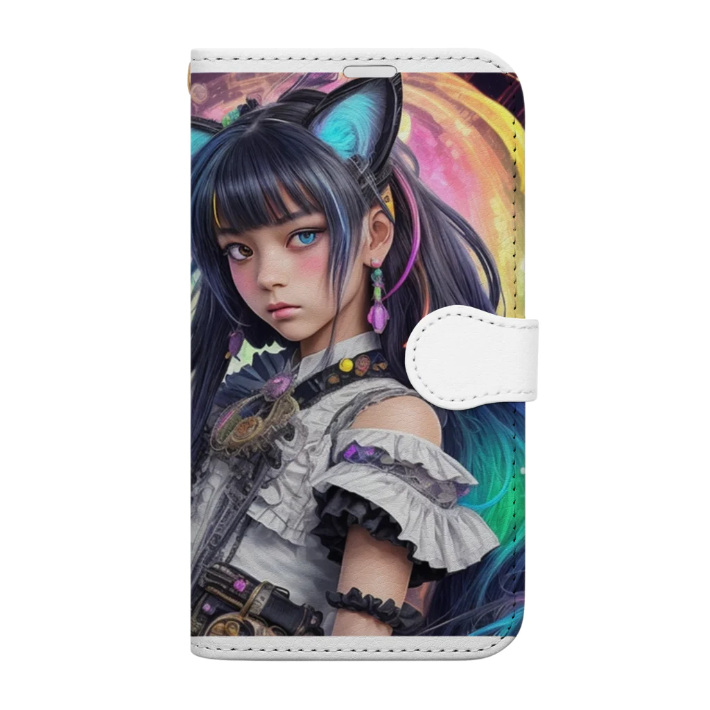 ZZRR12の時間の守護者、猫耳の魔女の神秘的なダンス Book-Style Smartphone Case