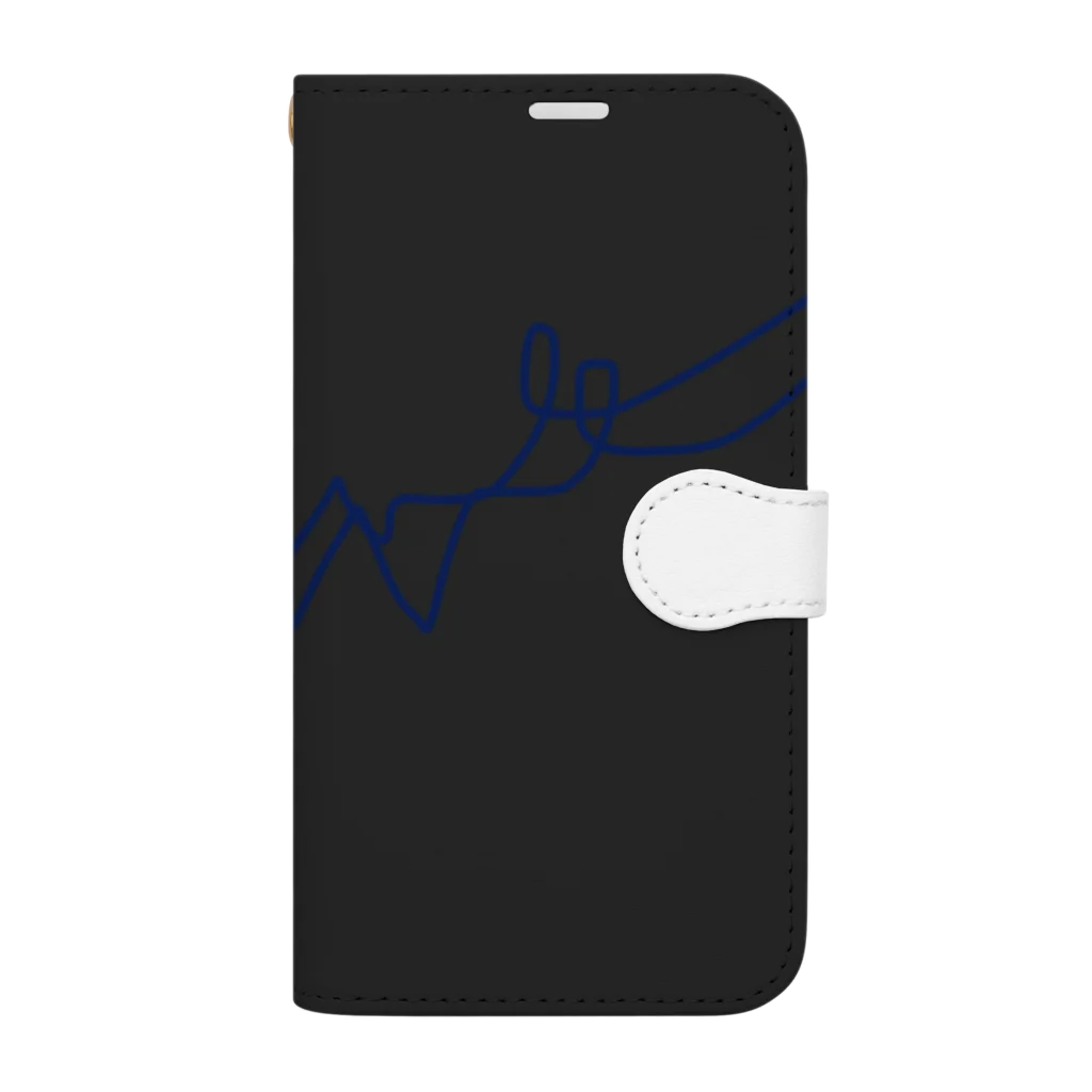 rilybiiのBlue LogoArt × Charcoal 手帳型スマホケース