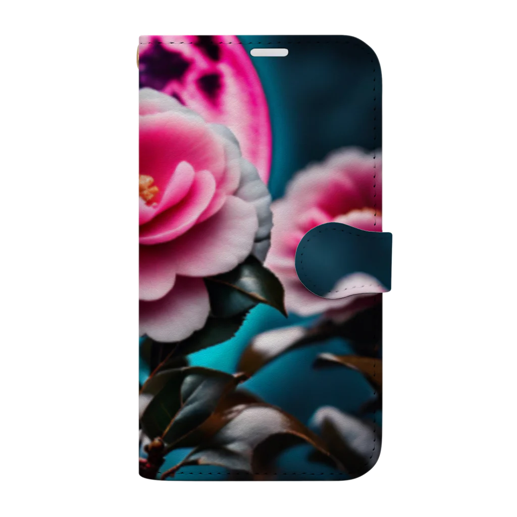 RetrowaveFlowerのRetrowaveFlower-寒椿- Book-Style Smartphone Case