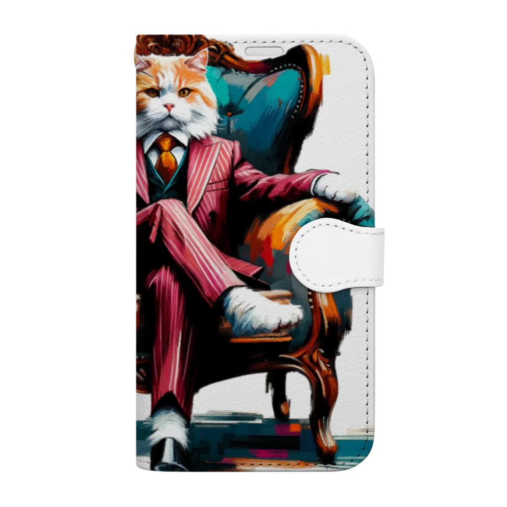 niko&PANDA shopのビジネスキャッツ Book-Style Smartphone Case