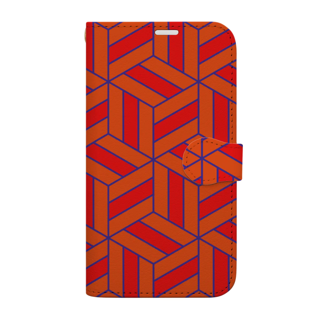 Musashi和柄Shop 【Japanese pattern】の亀甲網代手帳型スマホケース Book-Style Smartphone Case