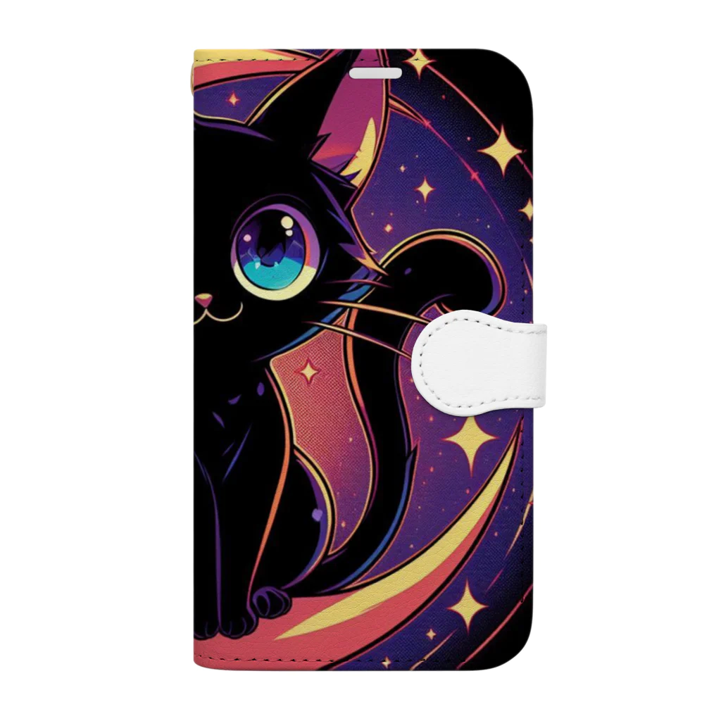 Noir's Cronusの三日月と黒猫 Book-Style Smartphone Case