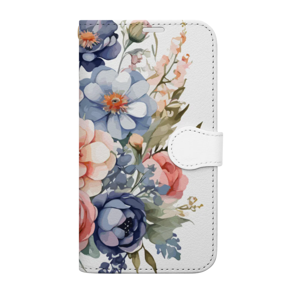 ファンシーTシャツ屋のパステルカラーの花束 Book-Style Smartphone Case