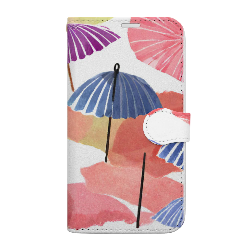 　Mtスペースの優しい色あいの和傘 Book-Style Smartphone Case