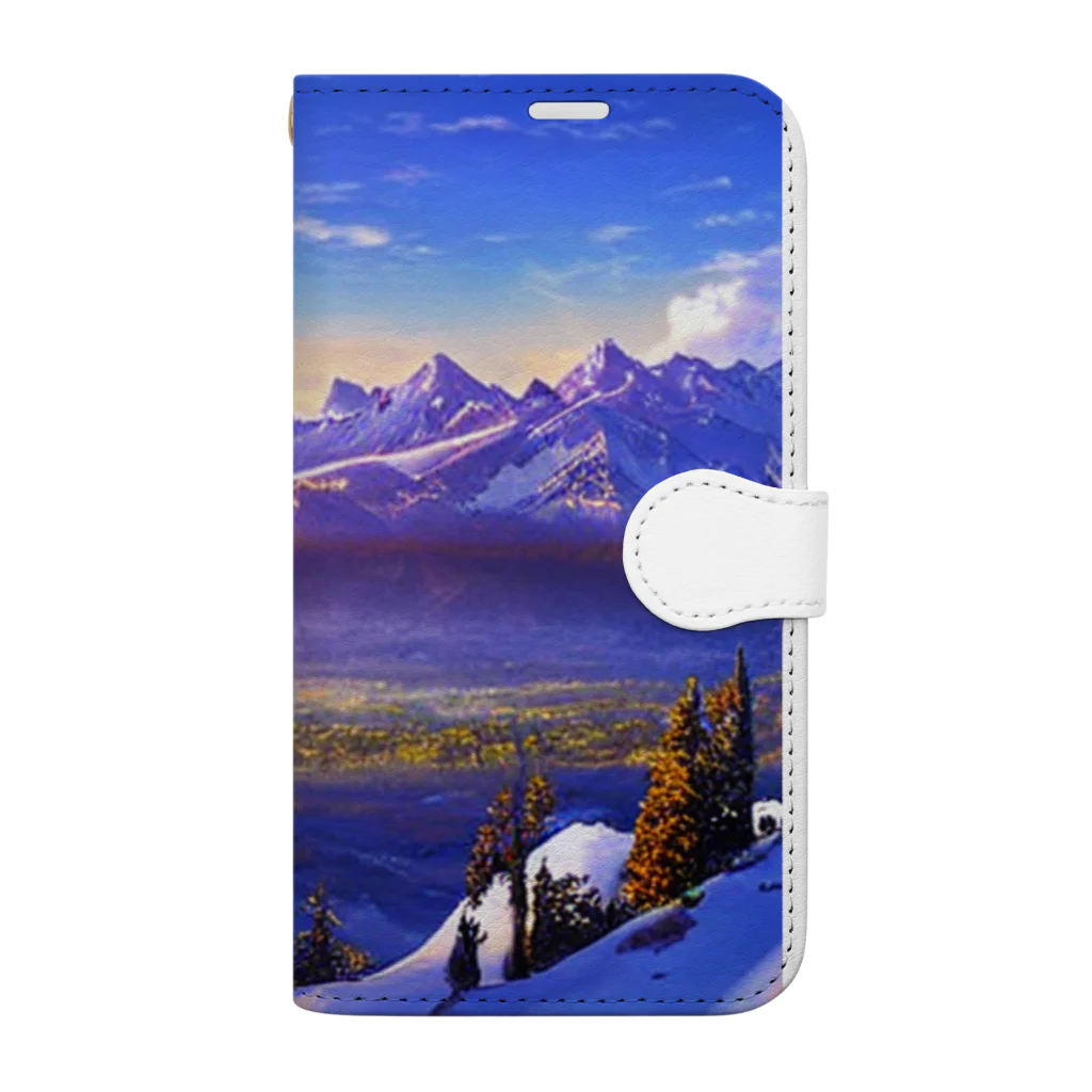 雑貨屋ちぃずの朝日と雪原の風景 Book-Style Smartphone Case