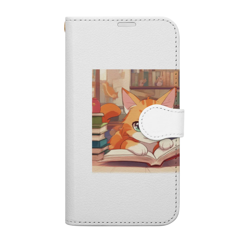 星パンダショップのほんよみかんねこ Book-Style Smartphone Case