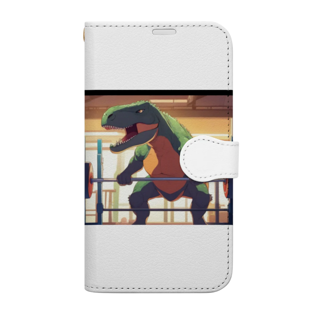 yo_yo_0903の筋トレをする恐竜 Book-Style Smartphone Case