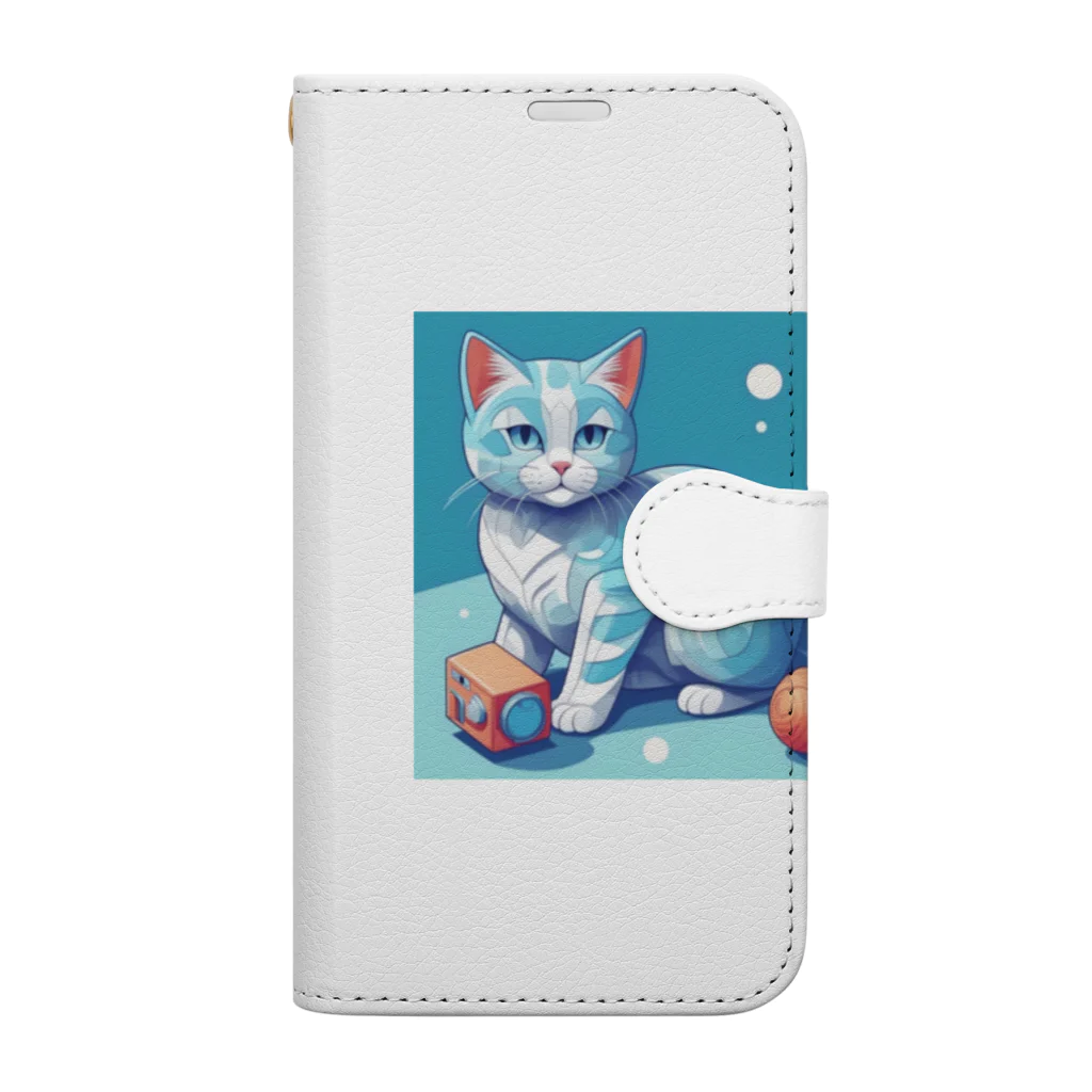 raft.weavingの狩猫ブルー Book-Style Smartphone Case