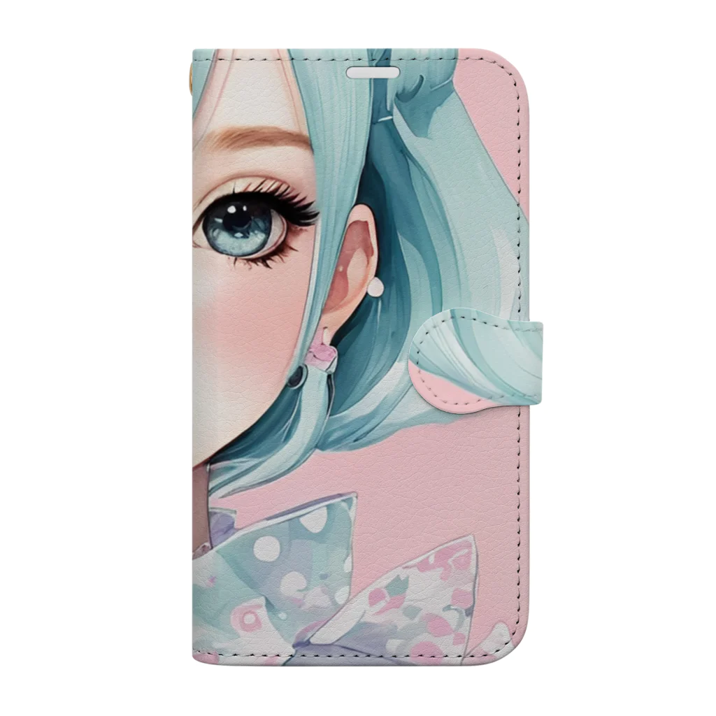 AI-srt-designのスウィート・ミント・ドリーミング・ガール Book-Style Smartphone Case