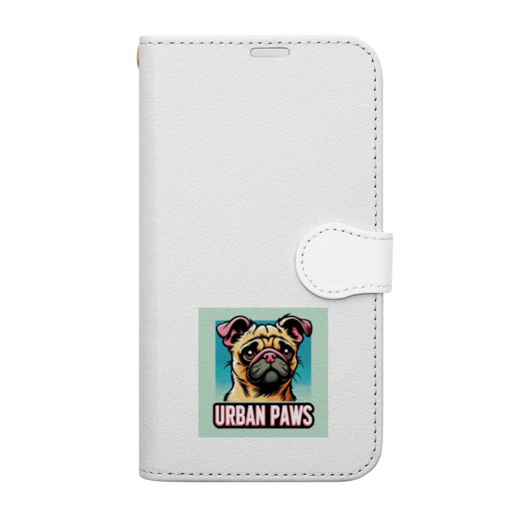 Urban pawsの情けない顔のパグチワワ「Urban paws」 手帳型スマホケース