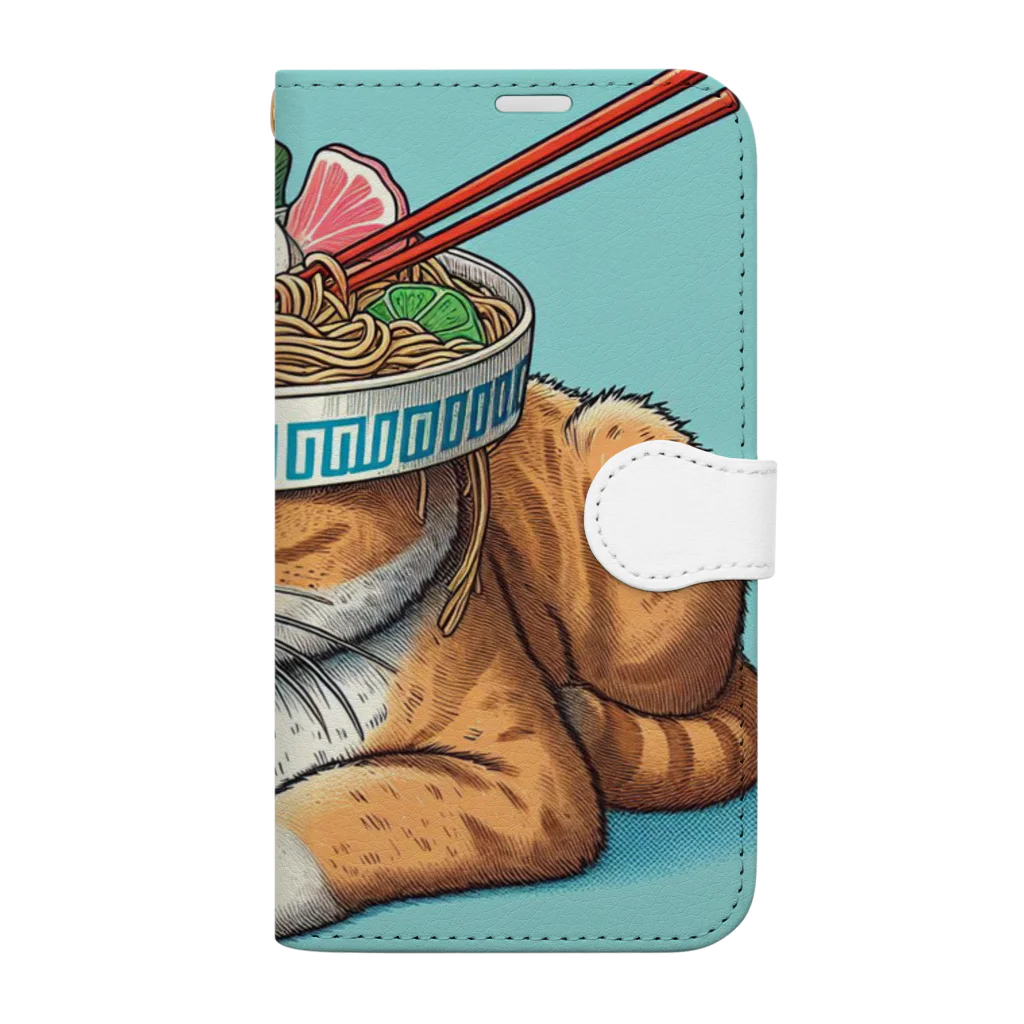 ベルギービールバー麦酒本舗公式グッズのラーメン猫 Book-Style Smartphone Case