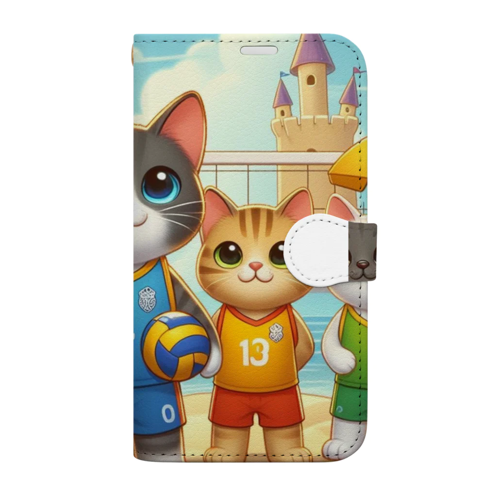 【volleyball online】の猫好きのみなさん必見！愛らしい猫のバレーボールグッズ Book-Style Smartphone Case