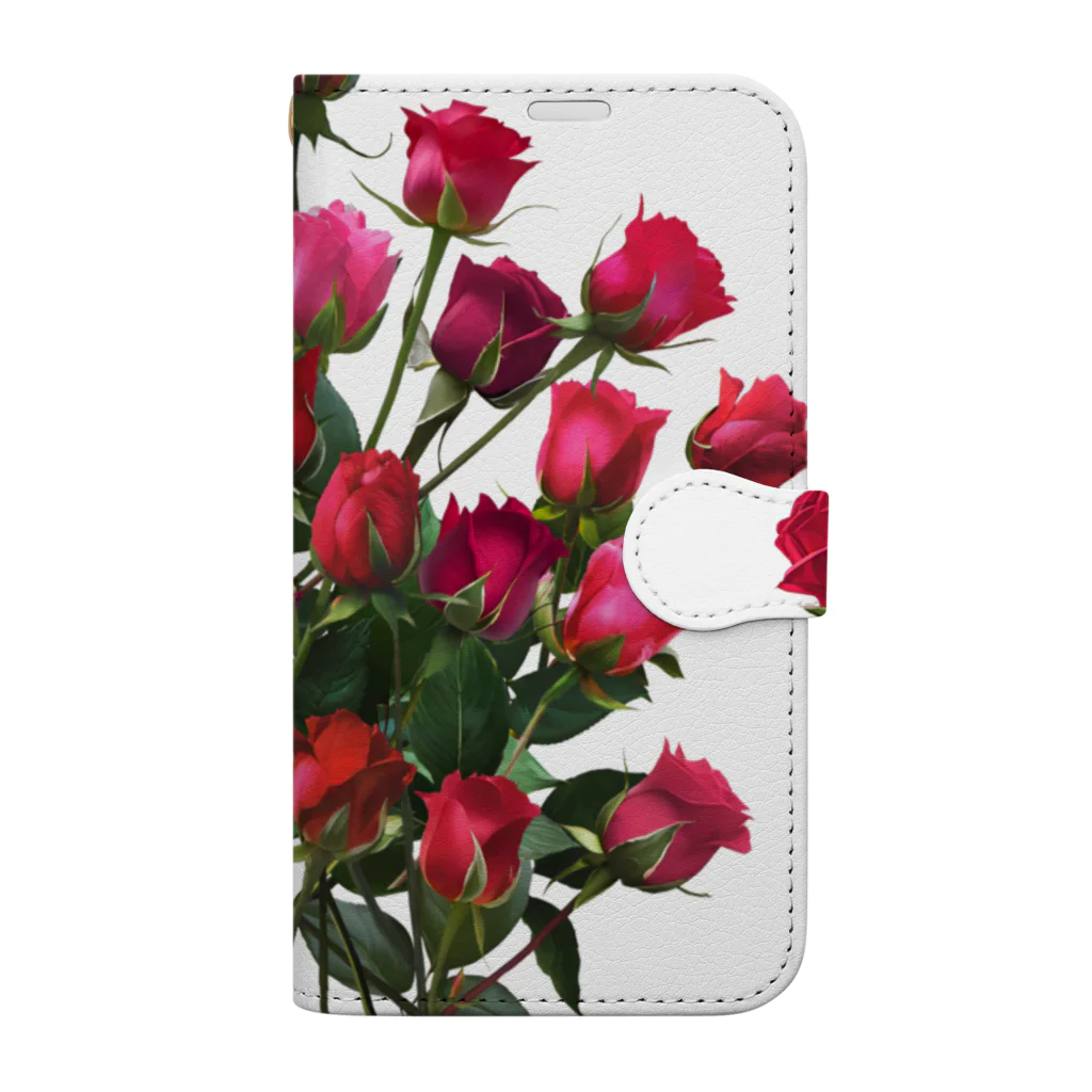 24_Redpink  visual calendarのRedpink 26 Roses 手帳型スマホケース