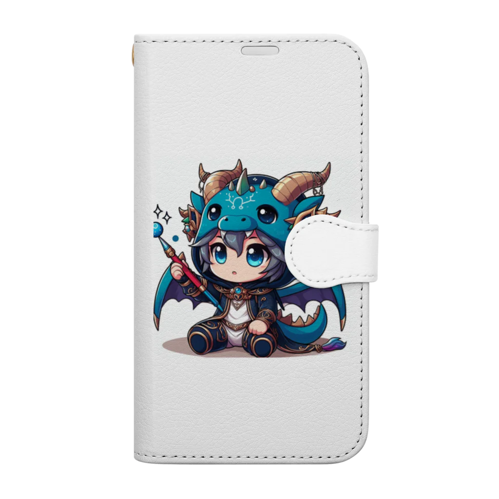 可愛らしいドラゴンのイラストグッズ店の可愛いドラゴンのマスコット Book-Style Smartphone Case