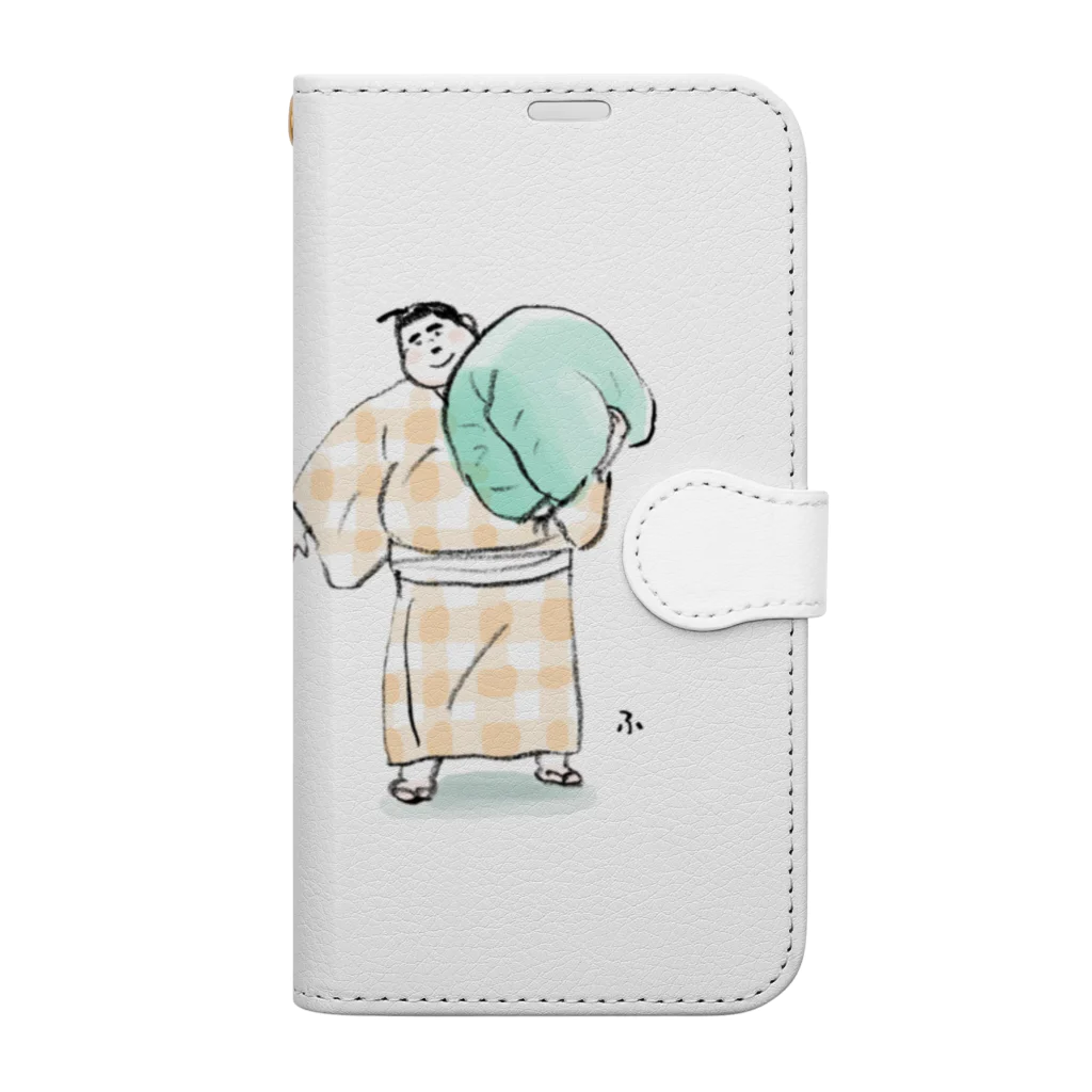 fu-uの初場所！ふっくらしたものを運んでいるふっくらした人 Book-Style Smartphone Case