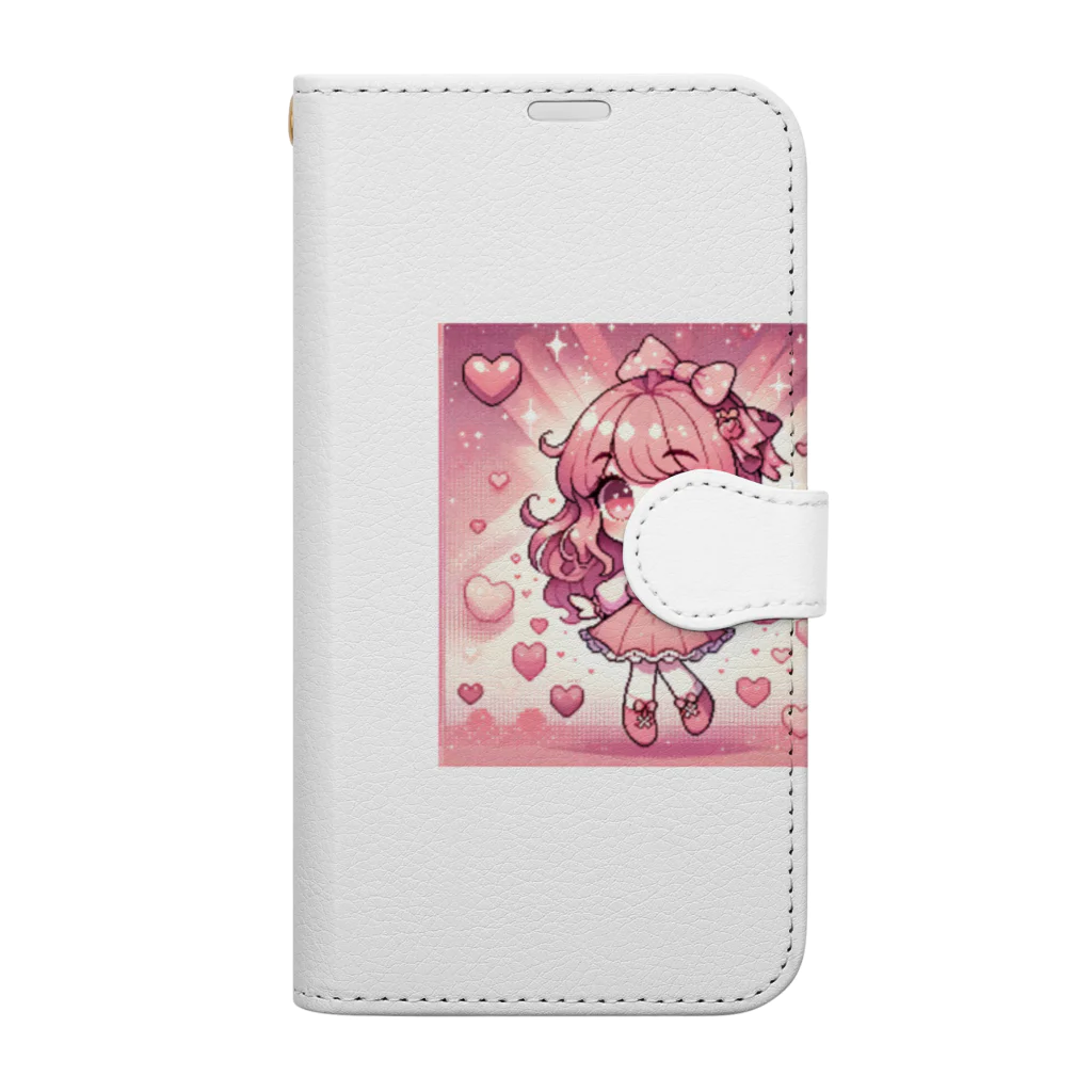 diet___llcのゆめかわドットちゃん Book-Style Smartphone Case