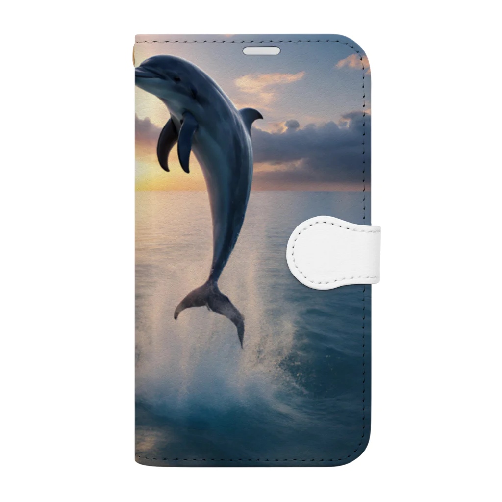 ai美女ショップの夕日とイルカ🐬🌅 Book-Style Smartphone Case