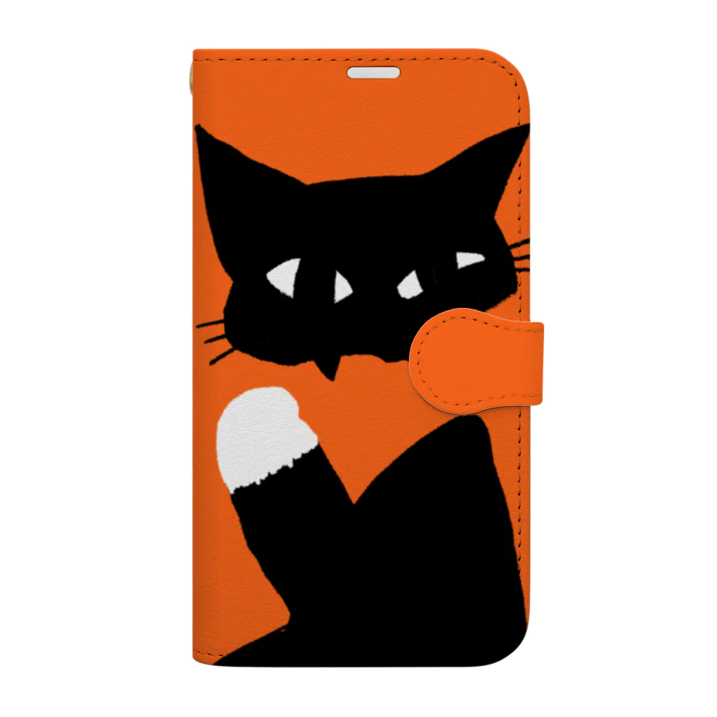 wiCaのストアのかみかみする黒猫スマホケース Book-Style Smartphone Case