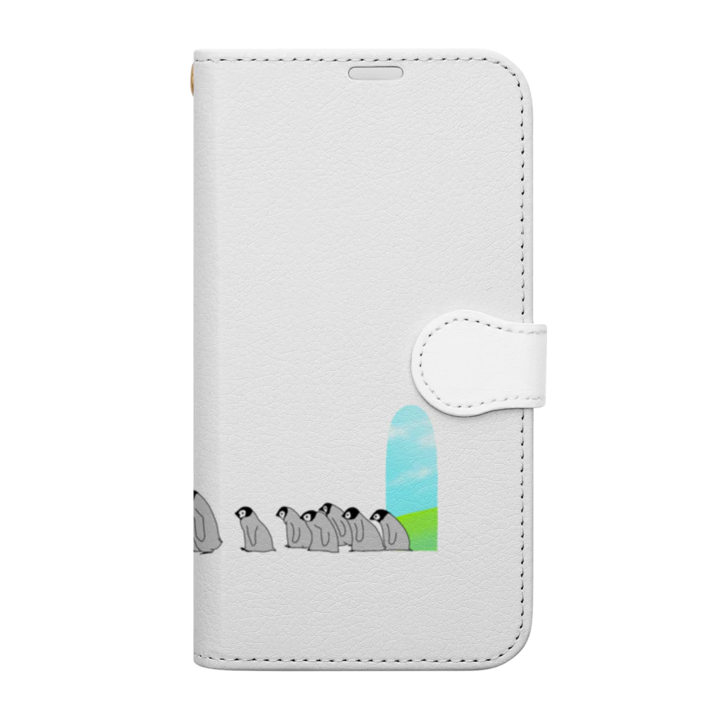 もんぴのアトリエの朝から夕暮れまで歩くペンギン Book-Style Smartphone Case