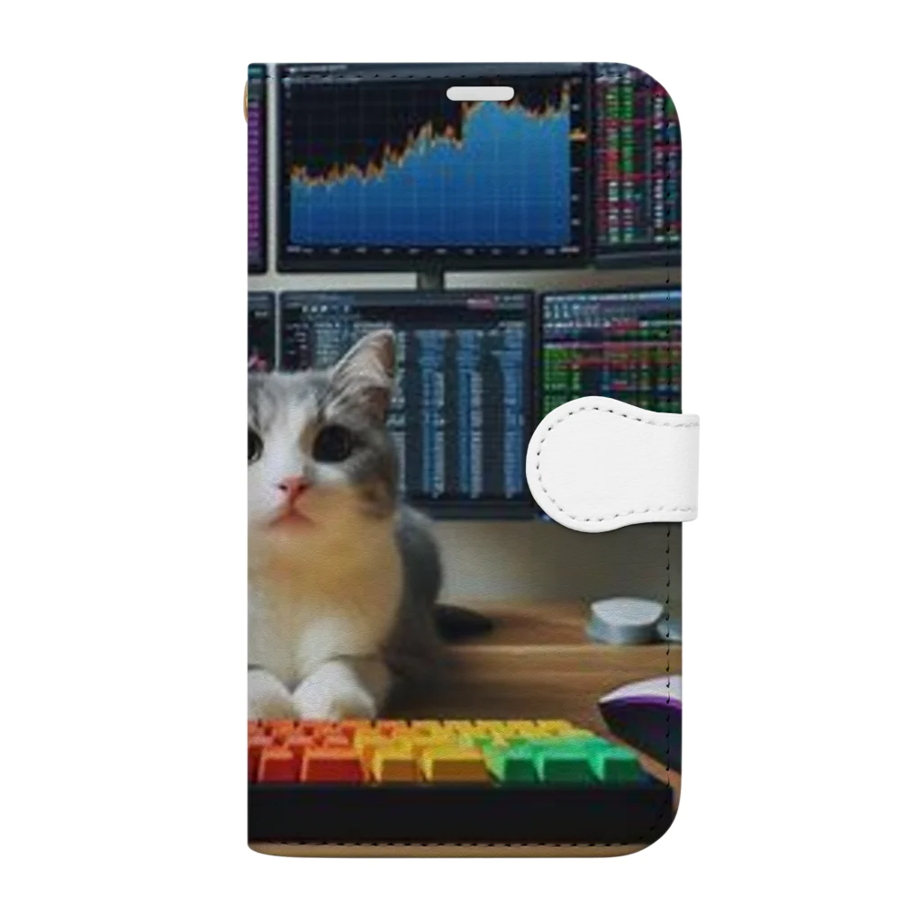 猫は癒やしの猫とデイトレード Book-Style Smartphone Case