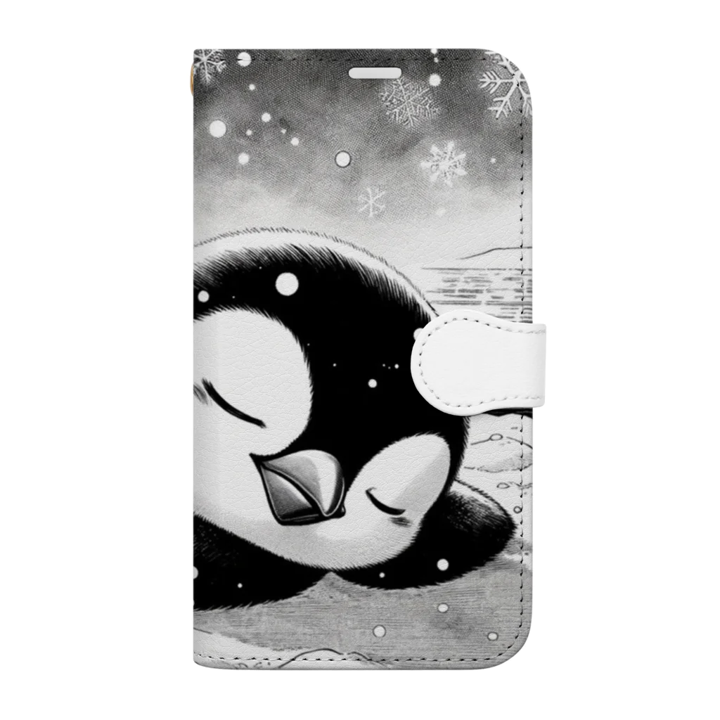 ziru_ziruの寝てるペンギン。 Book-Style Smartphone Case