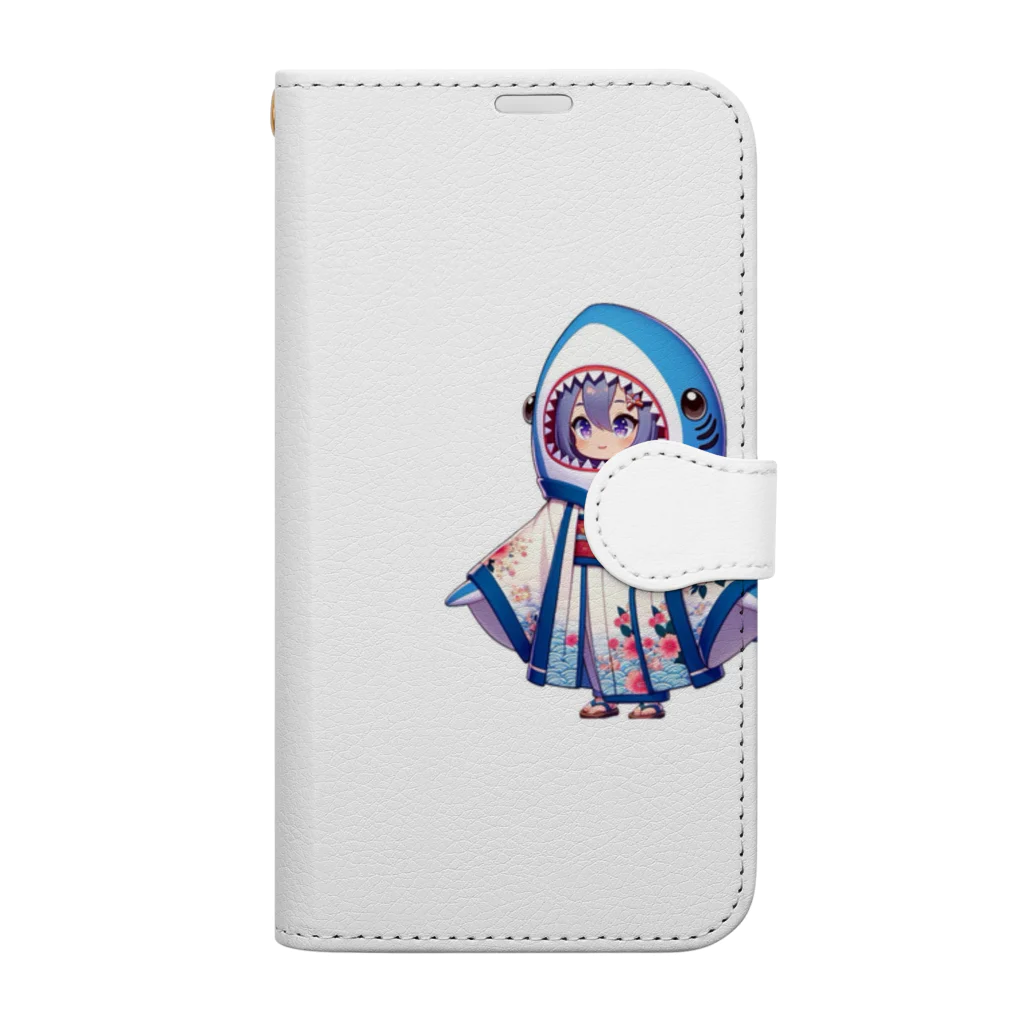 WING_0101の和風サメちゃんグッズ Book-Style Smartphone Case