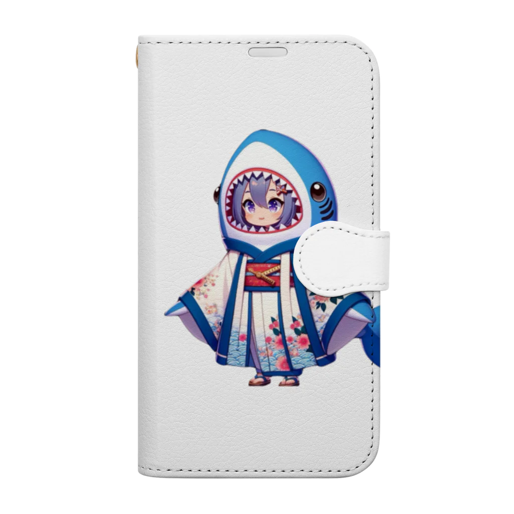 WING_0101の和風なサメちゃん Book-Style Smartphone Case