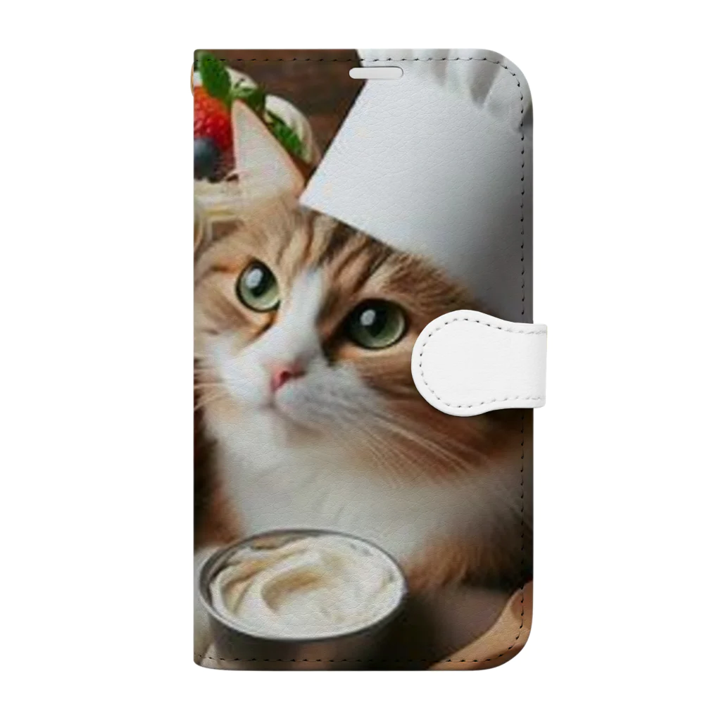 猫は癒やしの猫とパティシエ Book-Style Smartphone Case