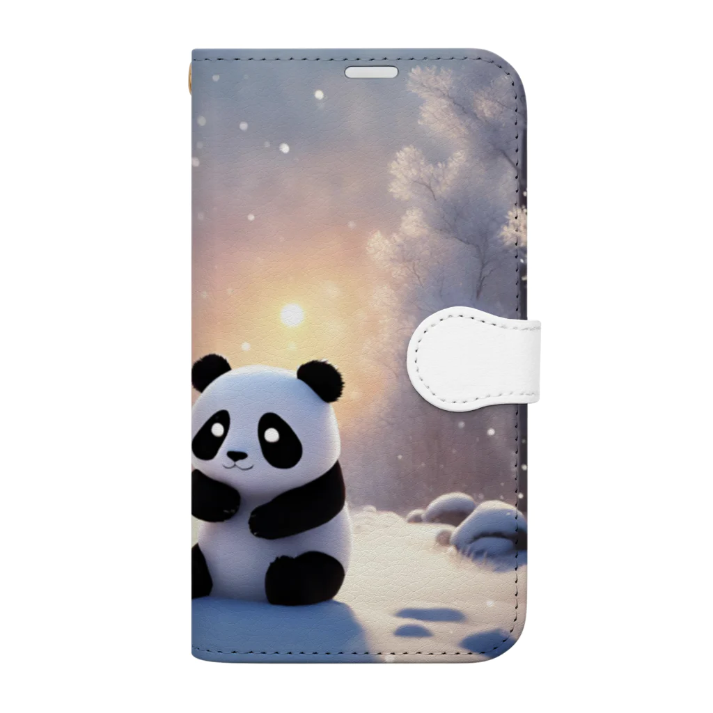 waterpandaの冬景色とパンダ Book-Style Smartphone Case