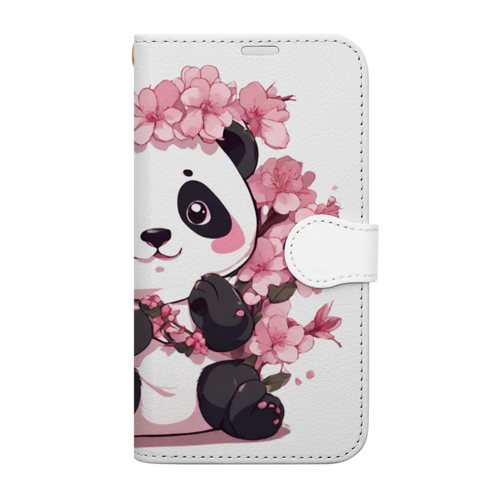 waterpandaの満開桜とパンダ Book-Style Smartphone Case