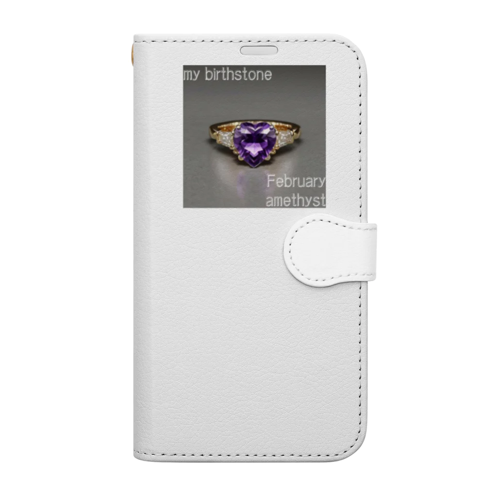 ゆうめい♏のBirthstone/heart-shaped ring/February Book-Style Smartphone Case