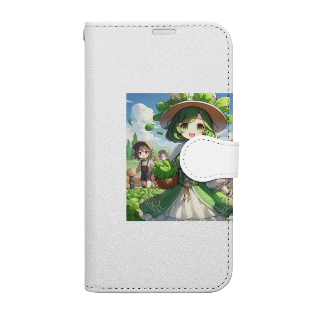 大地の宝物のほうれん草をモチーフにしたアニメキャラクター「スプリナ」 Book-Style Smartphone Case