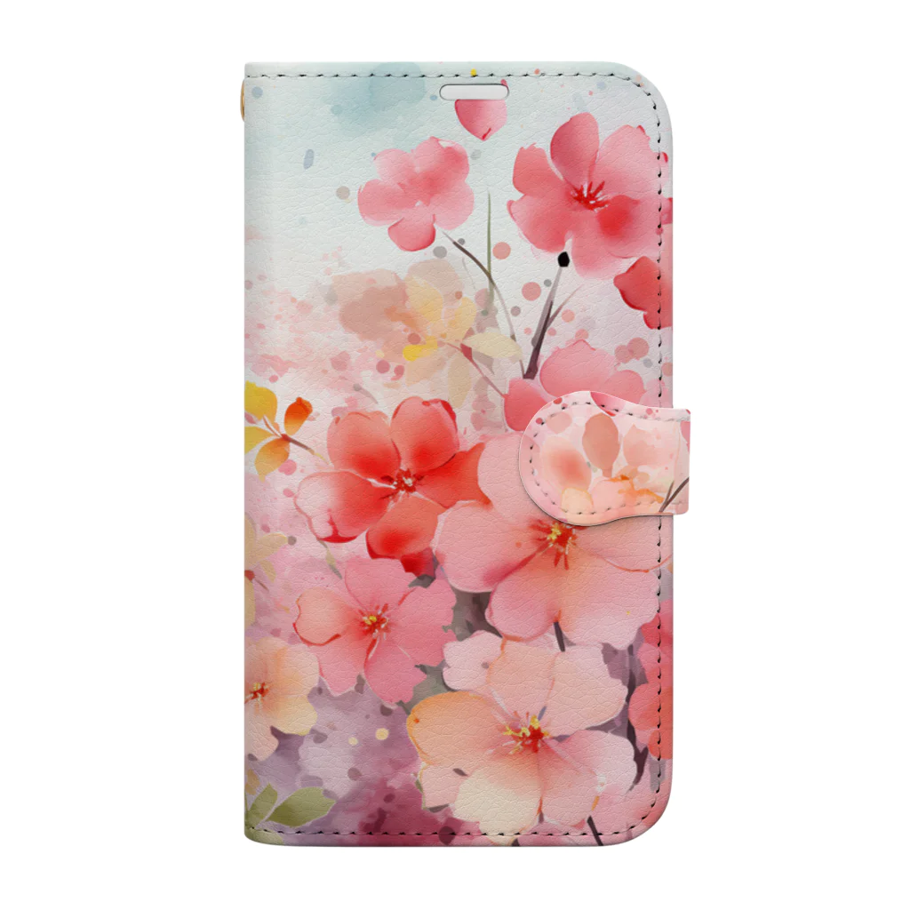 Ux-OsakaのColorful watercolor flower art 1 Book-Style Smartphone Case