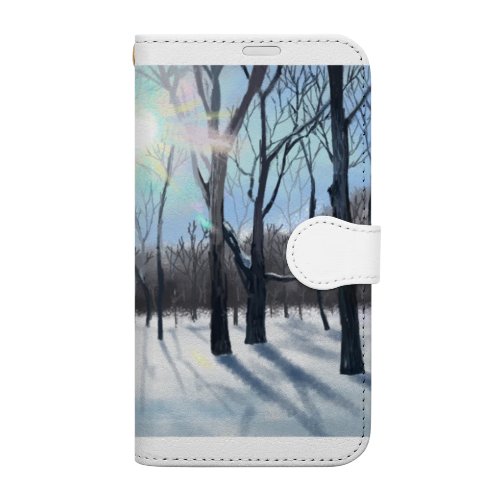 MOMODAMONの冬の雑木林 Book-Style Smartphone Case
