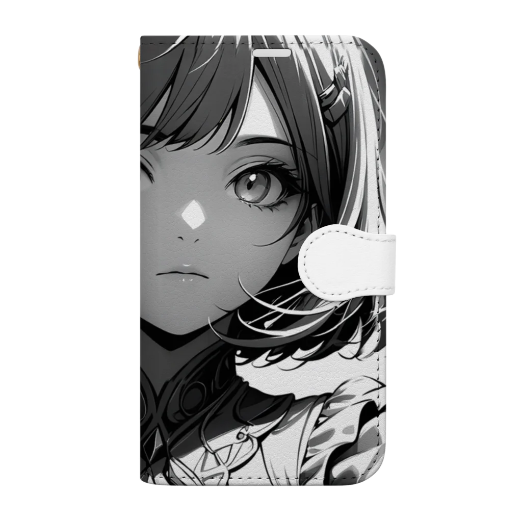 Relaxing Beatsのモノクロ美少女 Book-Style Smartphone Case