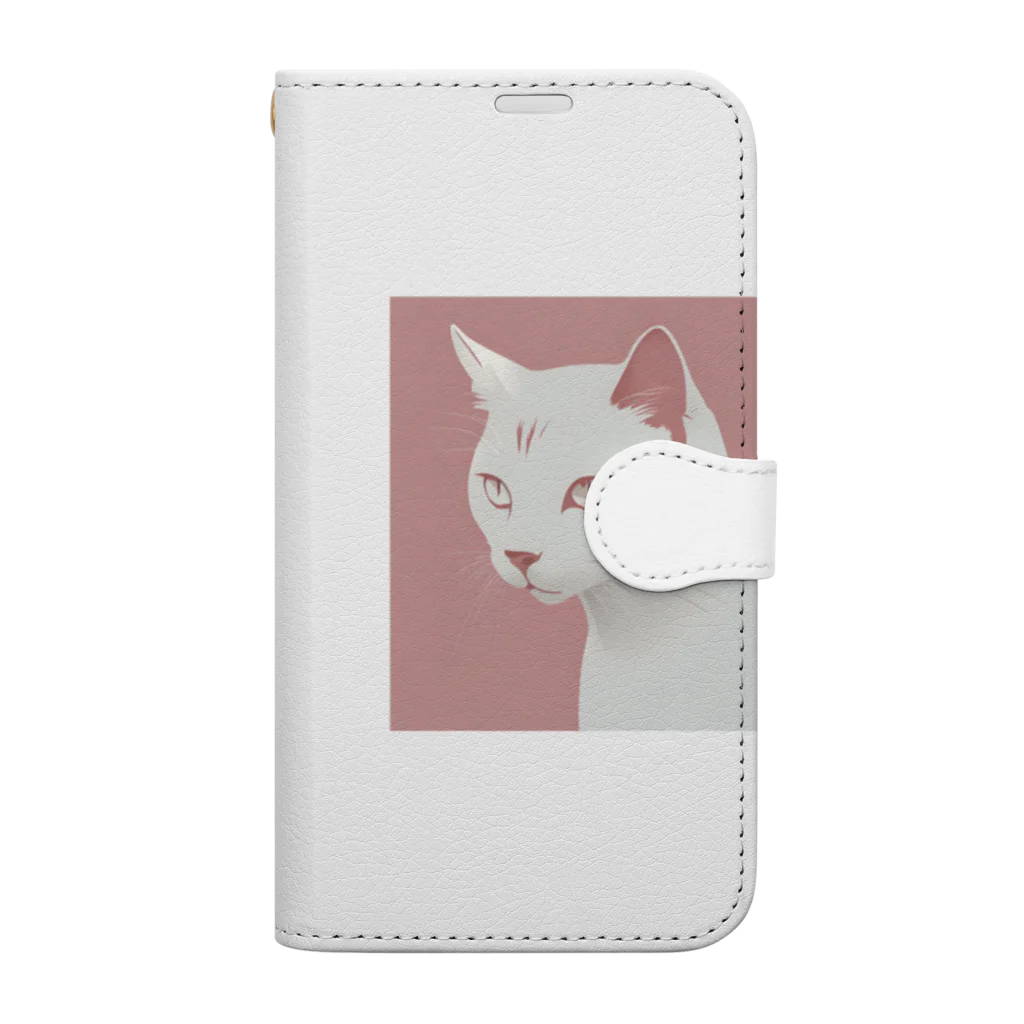 オマの店のシンプルキャットグッズ Book-Style Smartphone Case