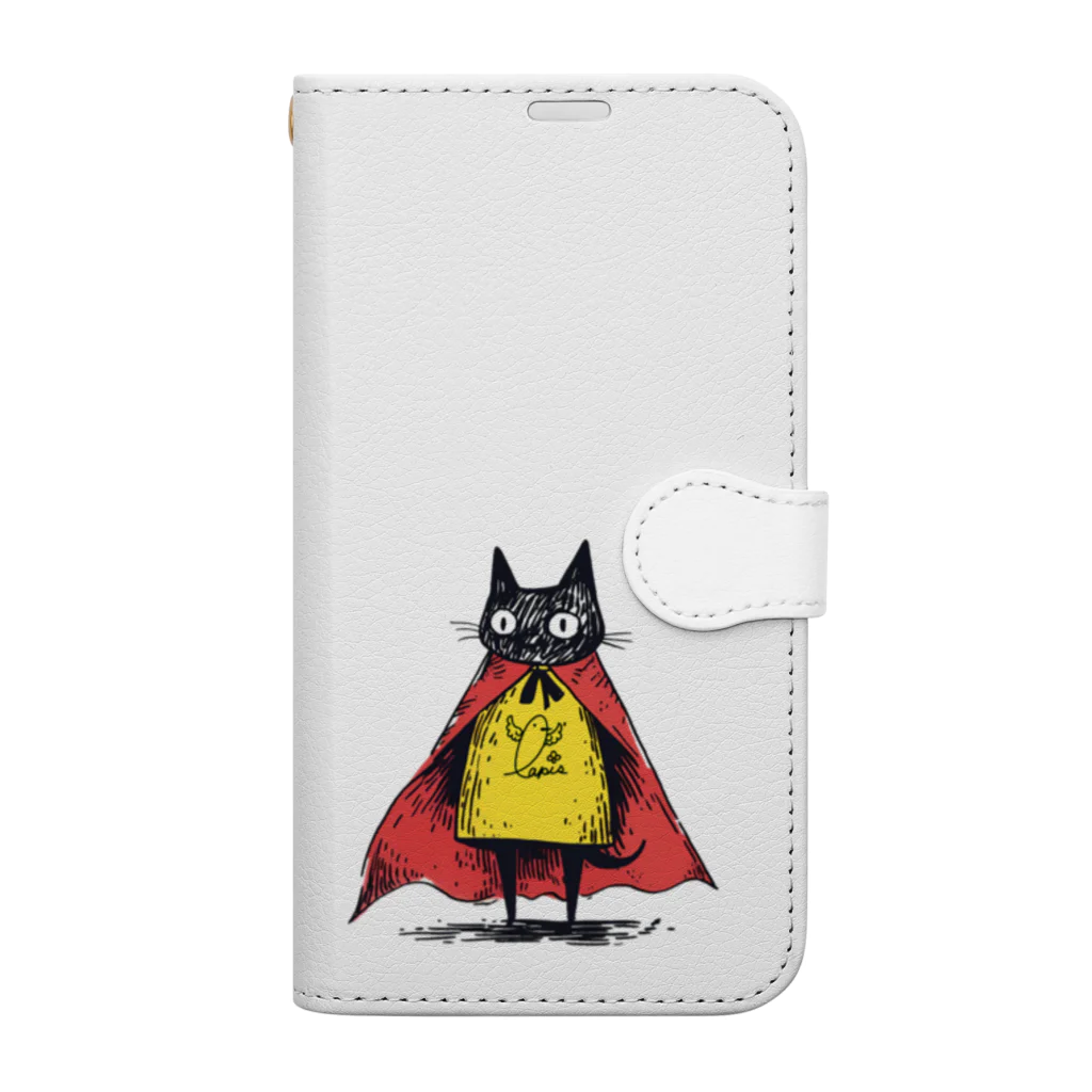 Lapis SHOPの黒猫ヒーロー Book-Style Smartphone Case