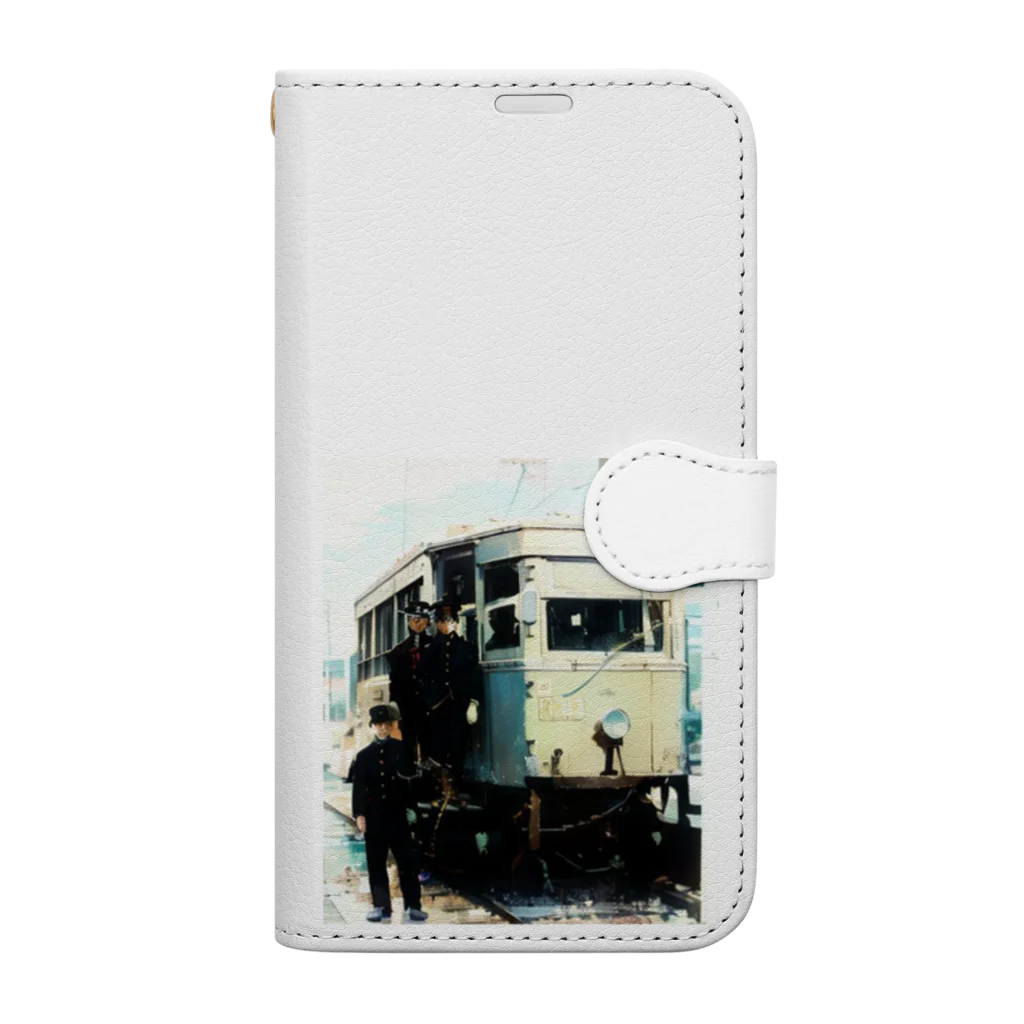 塩江温泉鉄道（同）の［イラスト］塩江温泉鉄道・ガソリンカーと乗務員 Book-Style Smartphone Case