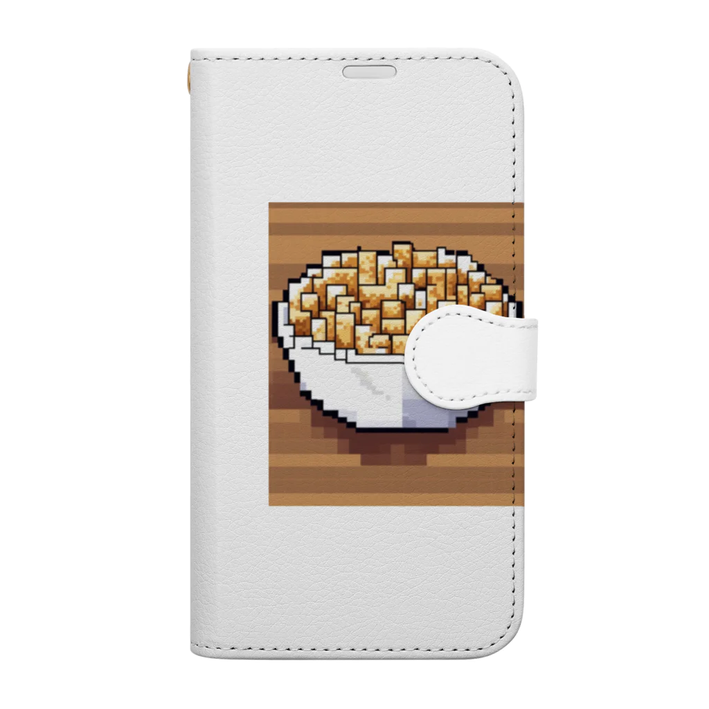 suzuharuuのドット絵ポップコーン 手帳型スマホケース