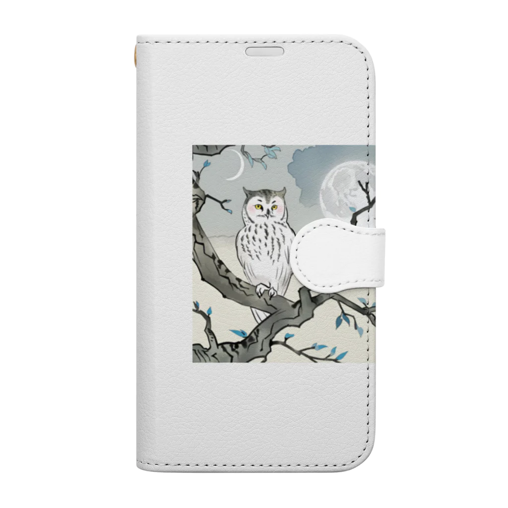 bigbamboofamilyの月明かりと梟 Book-Style Smartphone Case