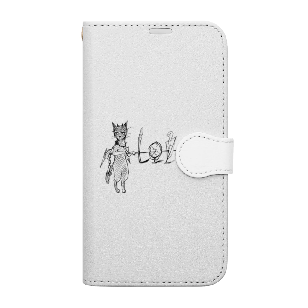 Asahi@水墨画アートの黒ネコのツンデレ愛🐈‍⬛ Book-Style Smartphone Case