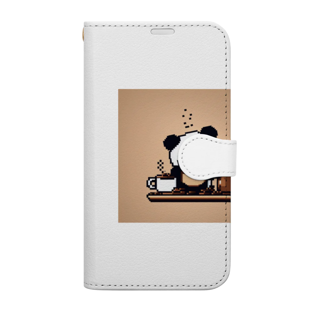 necco0822のコーヒー焙煎をするパンダ Book-Style Smartphone Case