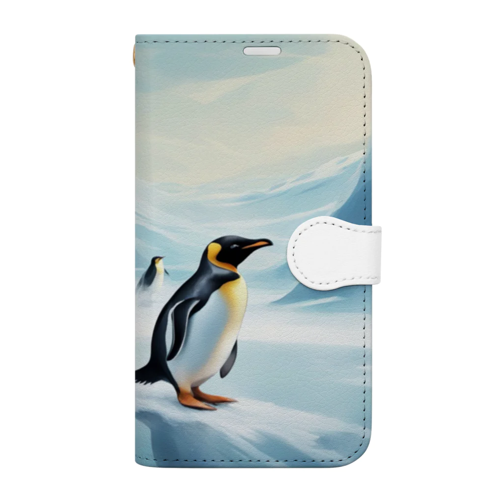 Toppogidaikonの競争するペンギン達 Book-Style Smartphone Case