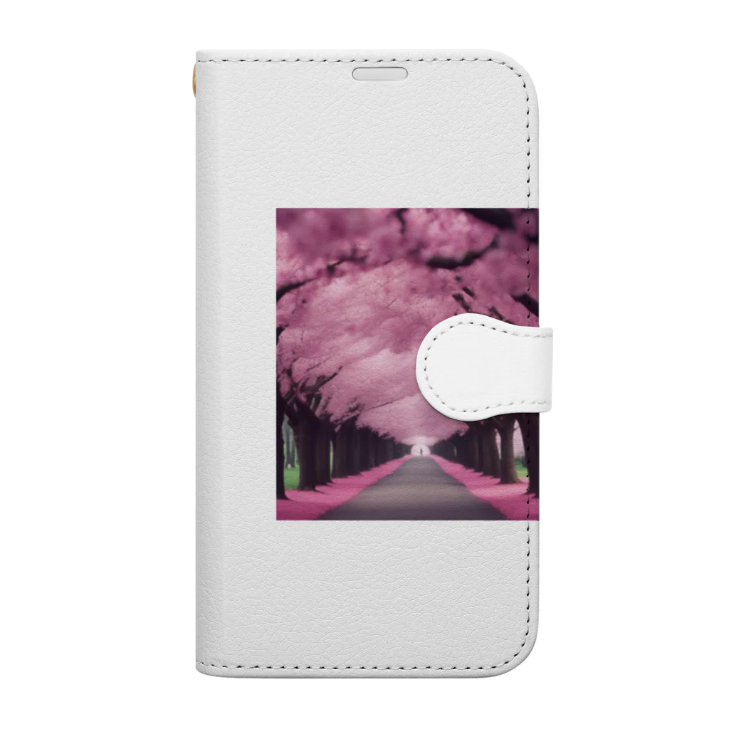 りばーあにまるの満開の桜道 Book-Style Smartphone Case