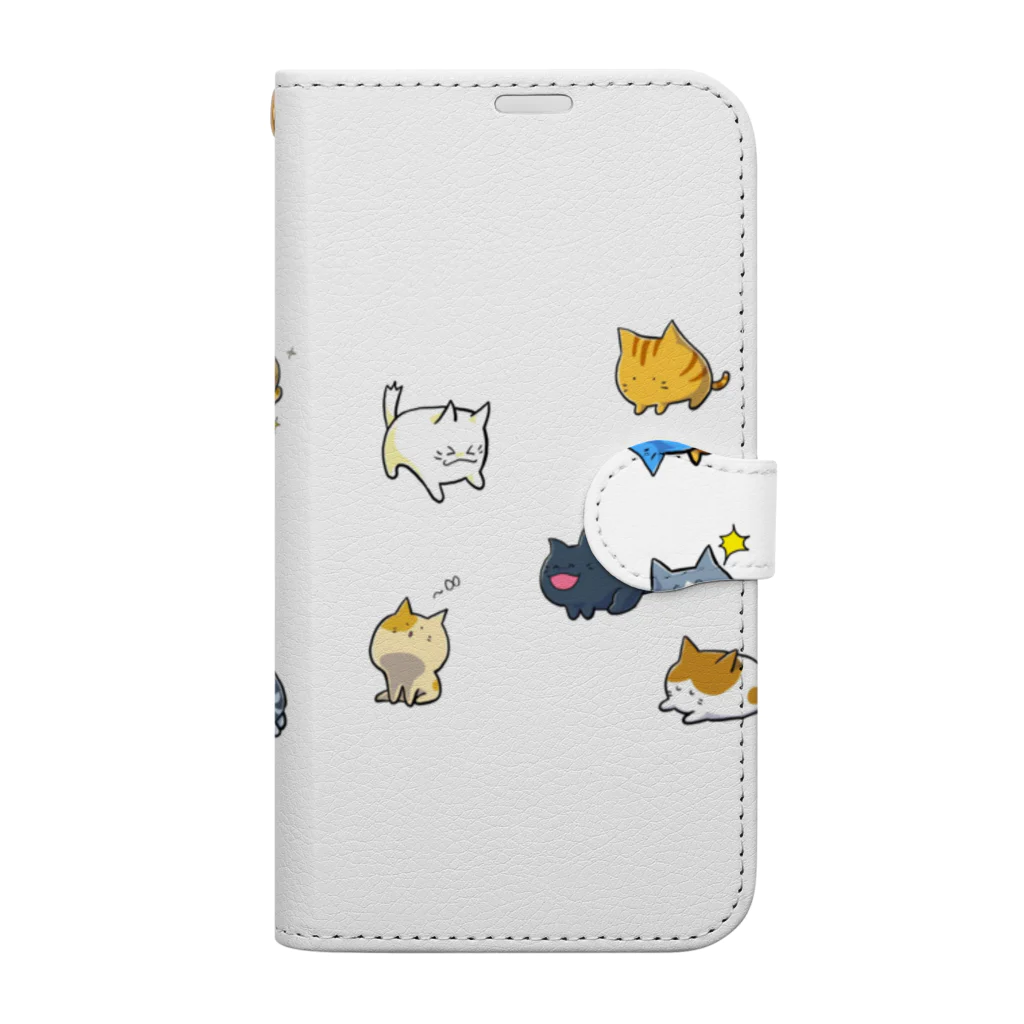 もふもふ堂の猫たちの集会 Book-Style Smartphone Case