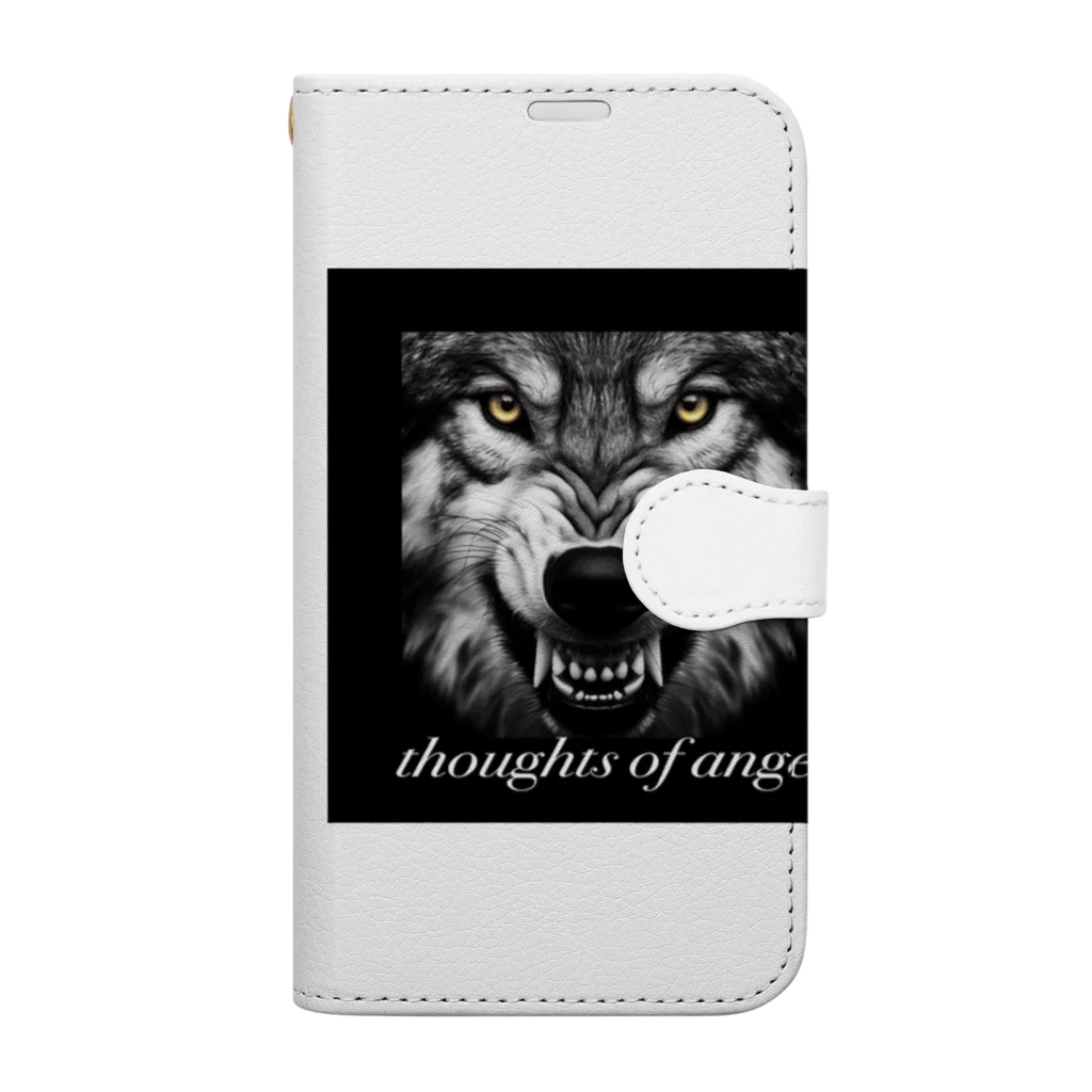 ogamiairiの怒りが囁く、かっこいい狼🐺 Book-Style Smartphone Case