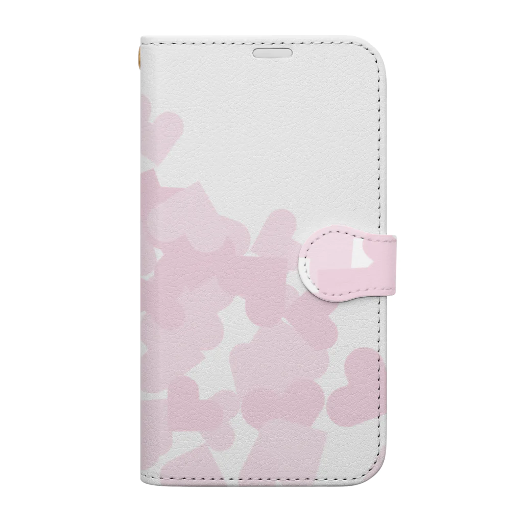 Drecome_Designの【積もったheart mark】百のハート♡飴霰(あめあられ) 手帳型スマホケース