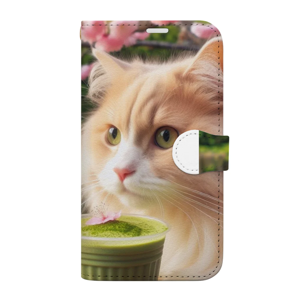 猫と紡ぐ物語の春の訪れを告げる桜満開 Book-Style Smartphone Case