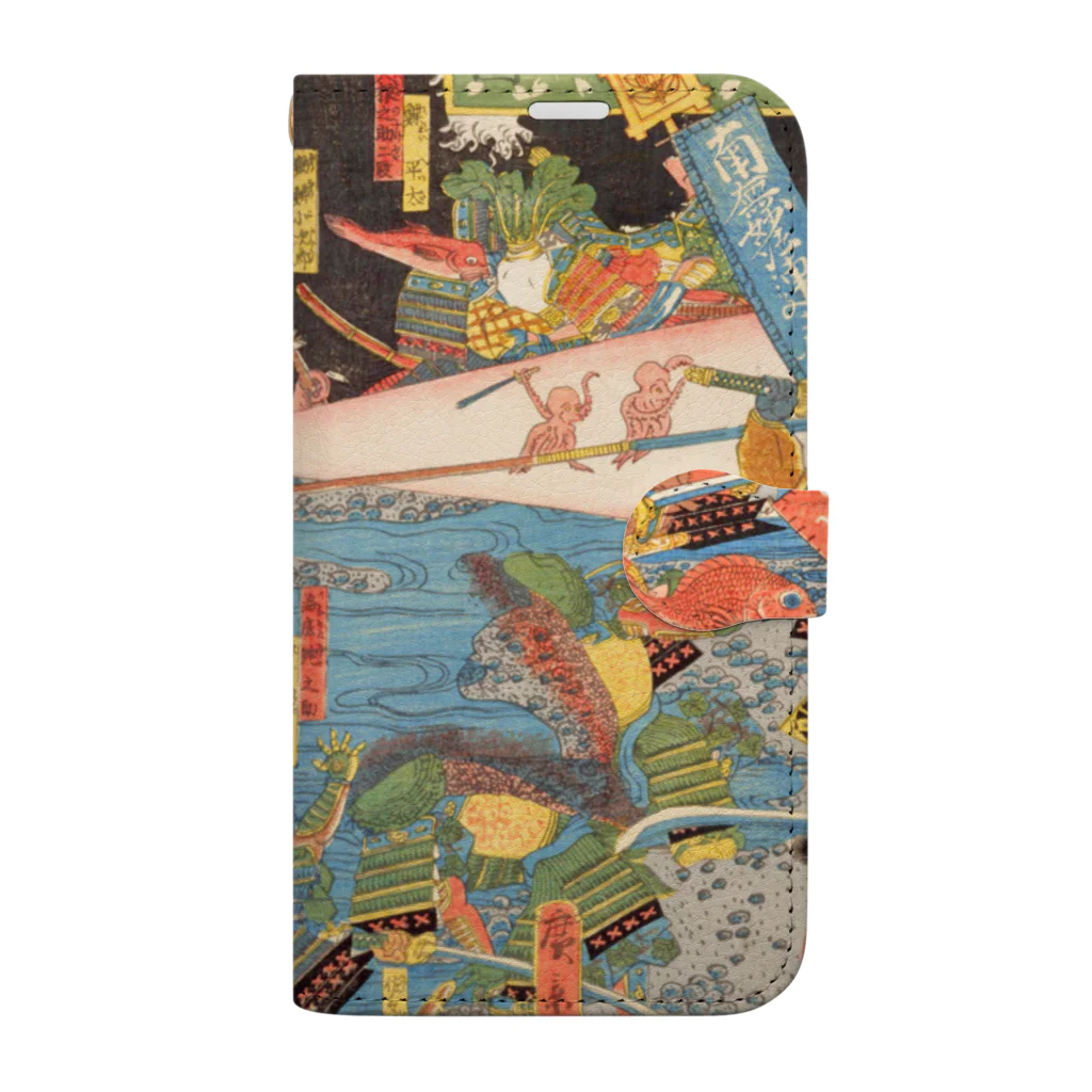 浮世絵ショップ のどぐろ　UKIYOE SHOP NODOGUROの蛸　青物魚軍勢大合戦之図 / Illustration of the Great Battle of thevegetables and Fish Army Book-Style Smartphone Case