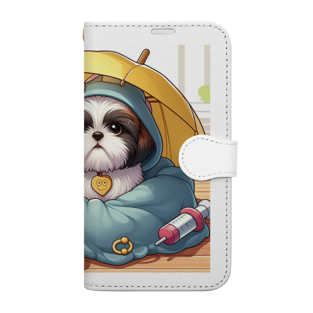 ワンコとにゃんちゃんズのアンブレラシーズー Book-Style Smartphone Case